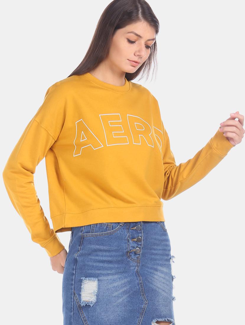yellow cotton regular sweatshirt - 17647139 - Zoom Image - 2