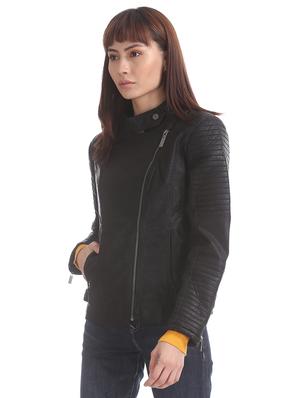 asymmetric zipper solid biker jacket - 17647163 - Standard Image - 2