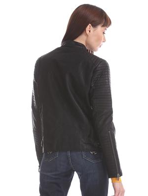 asymmetric zipper solid biker jacket - 17647163 - Standard Image - 3