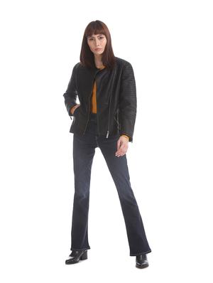 asymmetric zipper solid biker jacket - 17647163 - Standard Image - 4