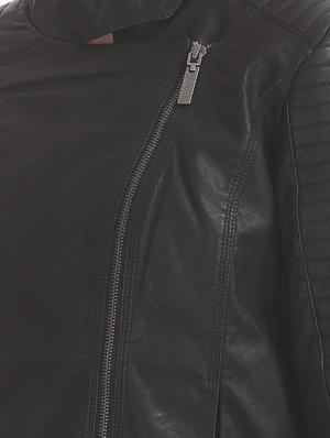 asymmetric zipper solid biker jacket - 17647163 - Standard Image - 5