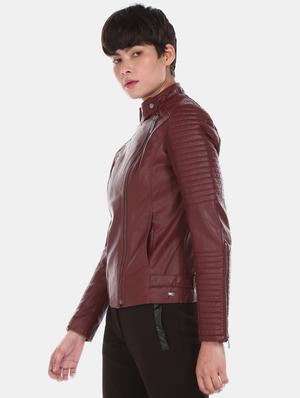 red leatherette bomberbiker jacket - 17647236 - Standard Image - 2