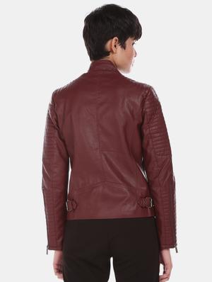 red leatherette bomberbiker jacket - 17647236 - Standard Image - 3