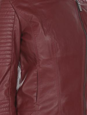 red leatherette bomberbiker jacket - 17647236 - Standard Image - 5