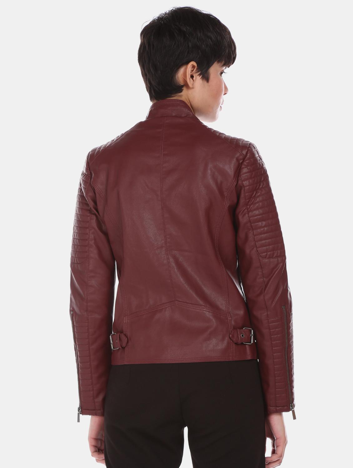 red leatherette bomberbiker jacket - 17647236 - Zoom Image - 3