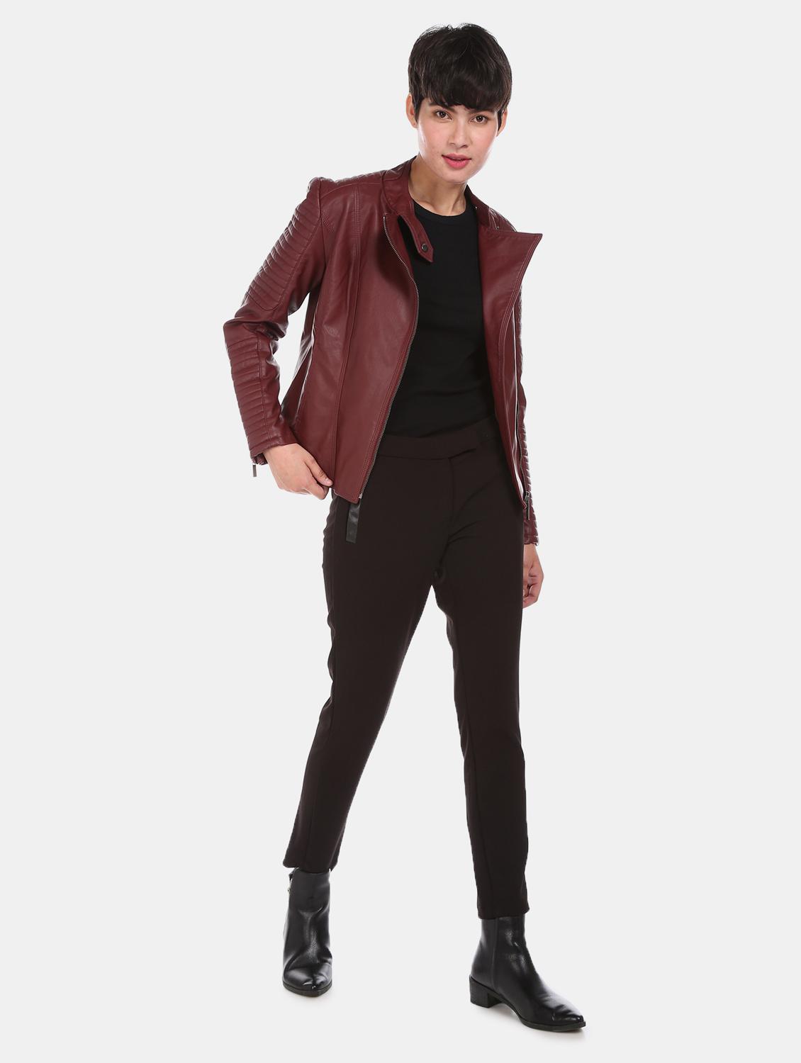 red leatherette bomberbiker jacket - 17647236 - Zoom Image - 4