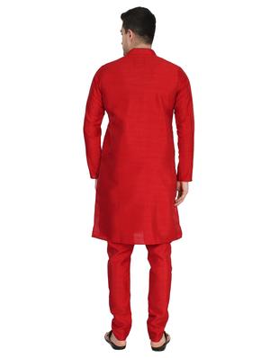 red solid kurta pyjama ethnic wear set - 17647241 - Standard Image - 3