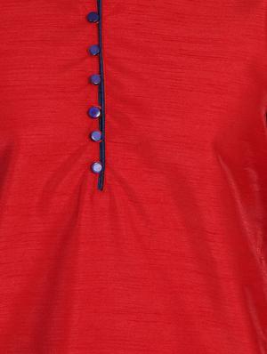 red solid kurta pyjama ethnic wear set - 17647241 - Standard Image - 4