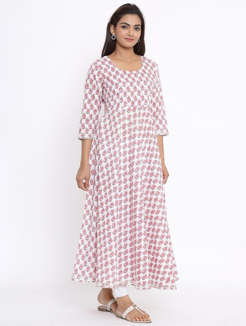 floral print flared kurta - 17647286 - Zoom Image - 3