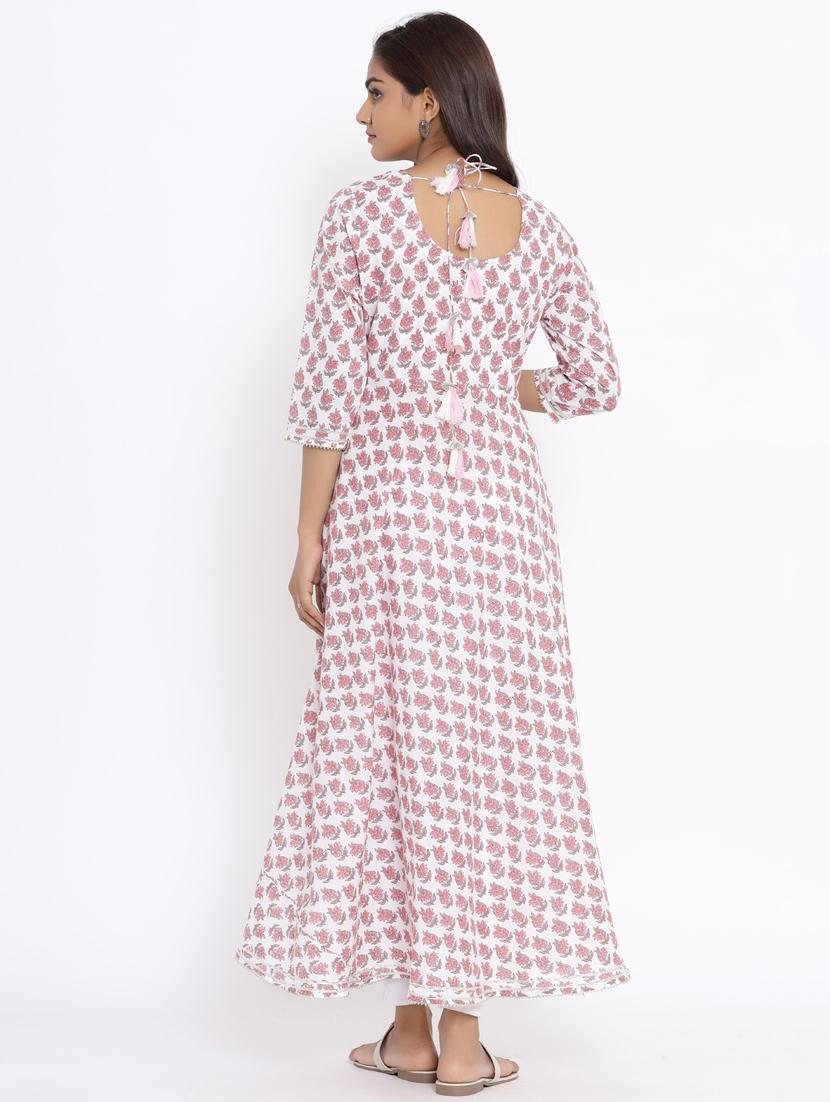 floral print flared kurta - 17647286 - Zoom Image - 4
