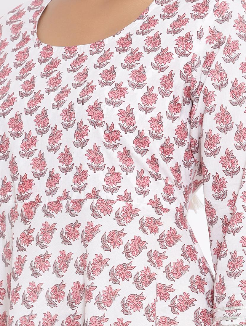 floral print flared kurta - 17647286 - Zoom Image - 6