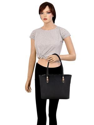 black leatherette (pu) regular handbag - 17647924 - Standard Image - 5