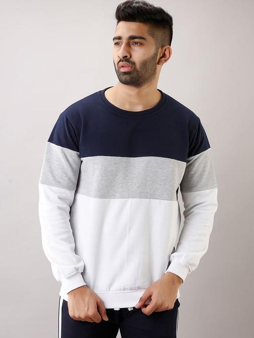 navy blue block cut & sew sweatshirt - 17649068 - Standard Image - 1