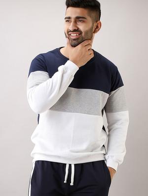 navy blue block cut & sew sweatshirt - 17649068 - Standard Image - 2