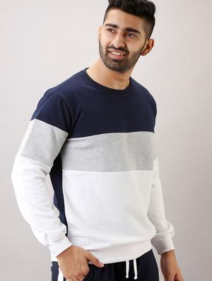 navy blue block cut & sew sweatshirt - 17649068 - Standard Image - 3