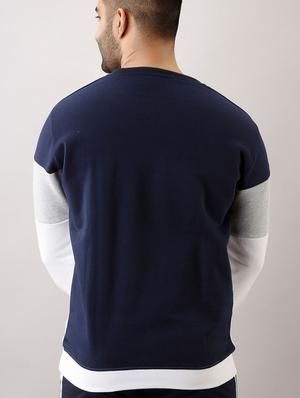 navy blue block cut & sew sweatshirt - 17649068 - Standard Image - 4