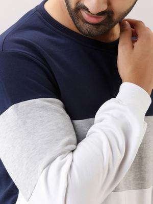 navy blue block cut & sew sweatshirt - 17649068 - Standard Image - 5