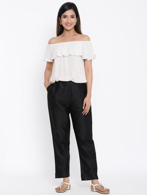 mid rise solid trouser - 17649073 - Standard Image - 4