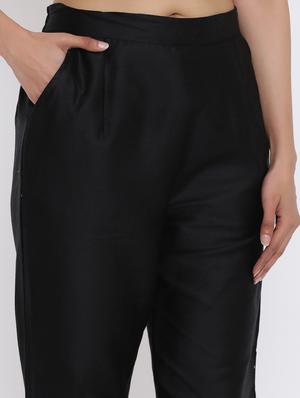 mid rise solid trouser - 17649073 - Standard Image - 5