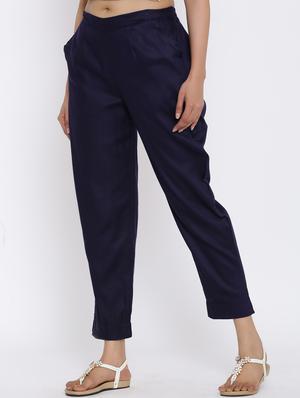 mid rise solid trouser - 17649076 - Standard Image - 2