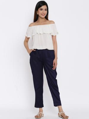 mid rise solid trouser - 17649076 - Standard Image - 4