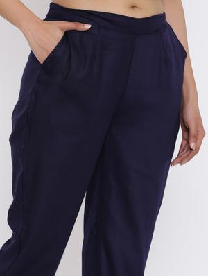mid rise solid trouser - 17649076 - Standard Image - 5