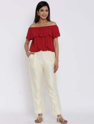 mid rise solid trouser - 17649077 - Standard Image - 4