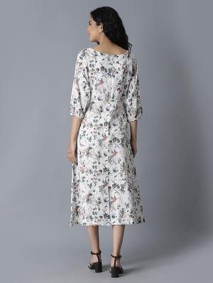 round neck floral fit & flare dress - 17649394 - Standard Image - 3