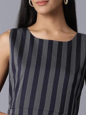 round neck striped a-line dress - 17649396 - Standard Image - 4
