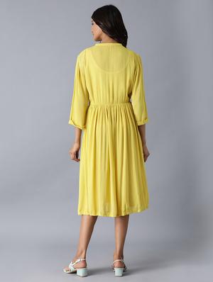 mandarin neck flared dress - 17649424 - Standard Image - 3