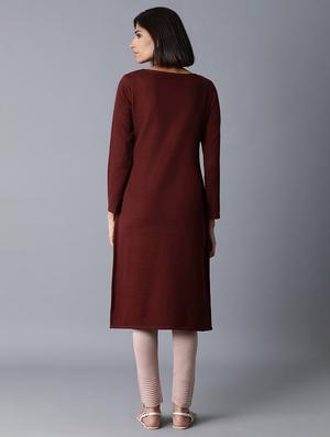 maroon straight kurta - 17649461 - Standard Image - 4