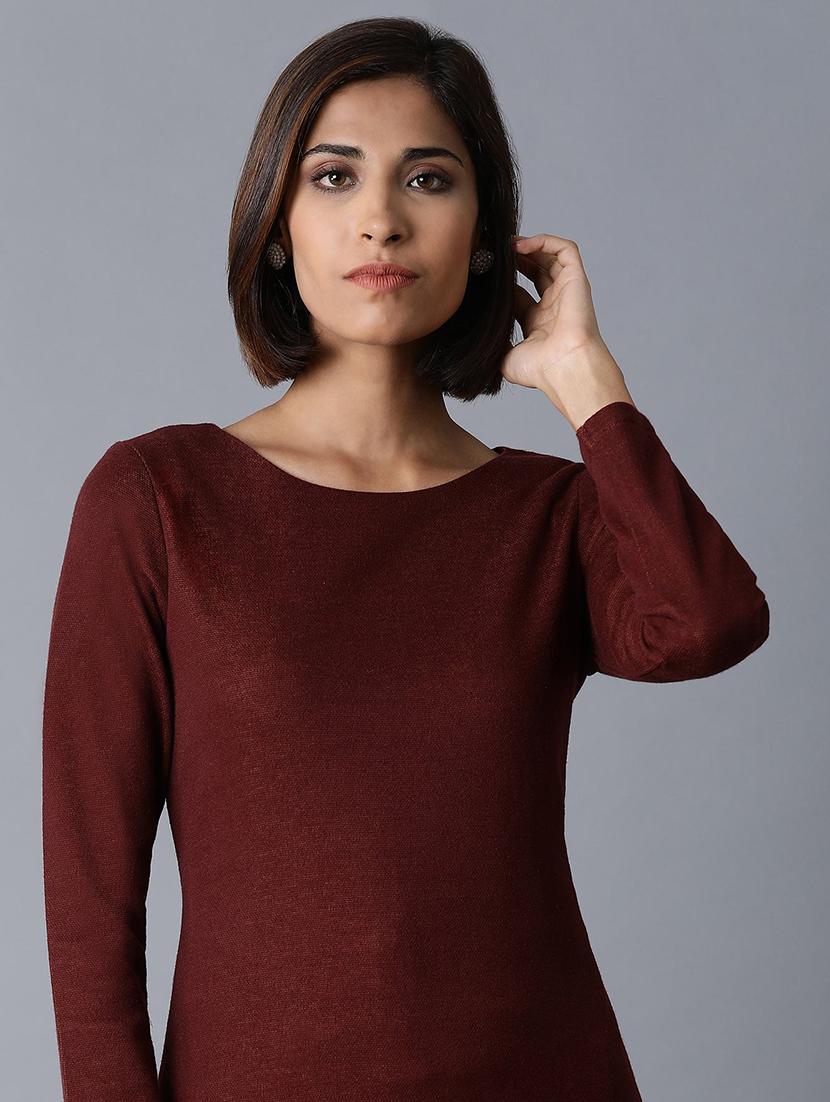 maroon straight kurta - 17649461 - Zoom Image - 5