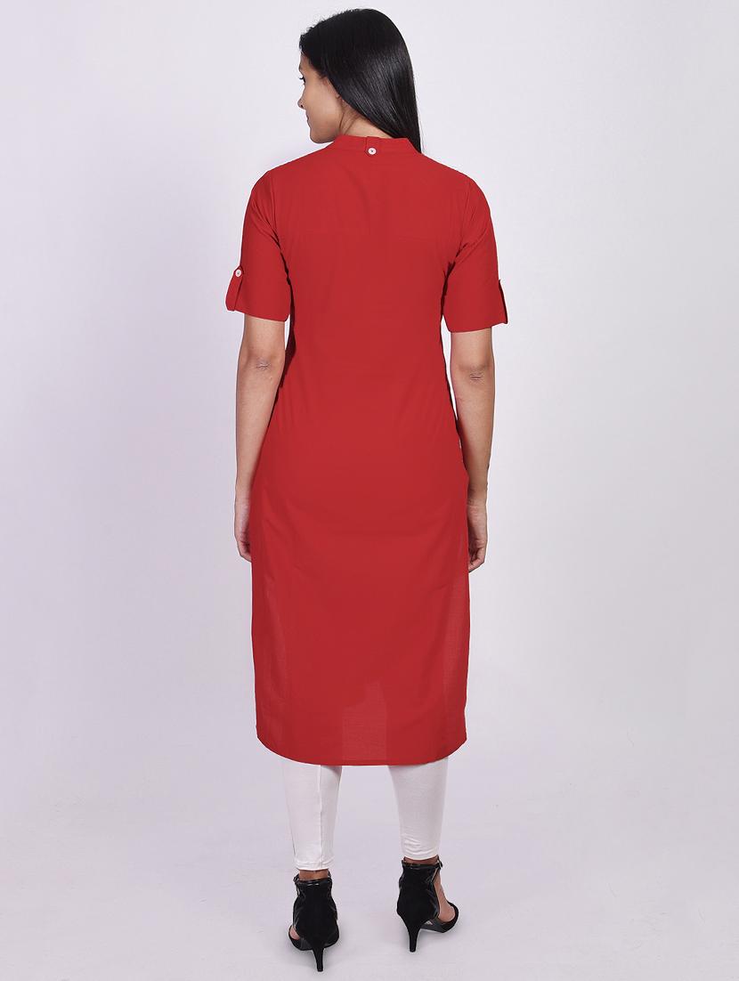 solid straight kurta - 17649521 - Zoom Image - 3