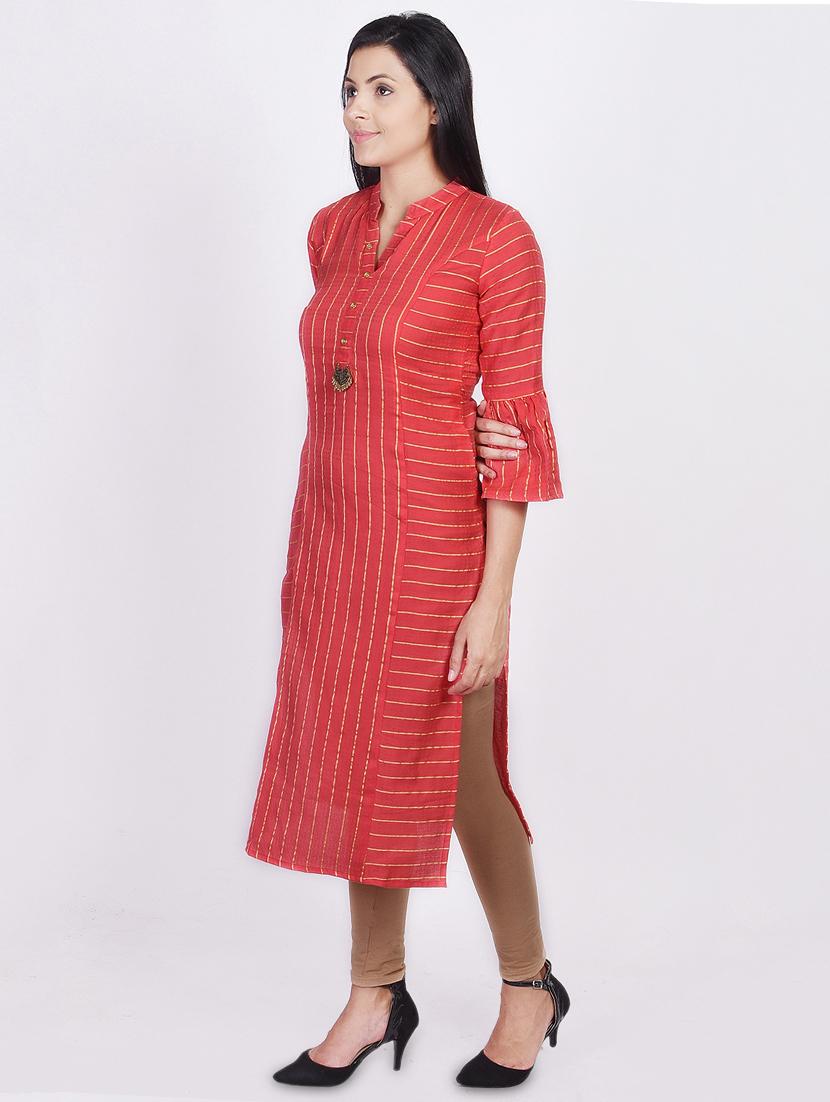 striped straight kurta - 17649533 - Zoom Image - 2