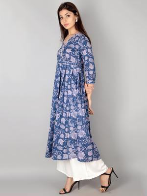 floral print flared kurta - 17649542 - Standard Image - 2