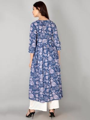 floral print flared kurta - 17649542 - Standard Image - 3