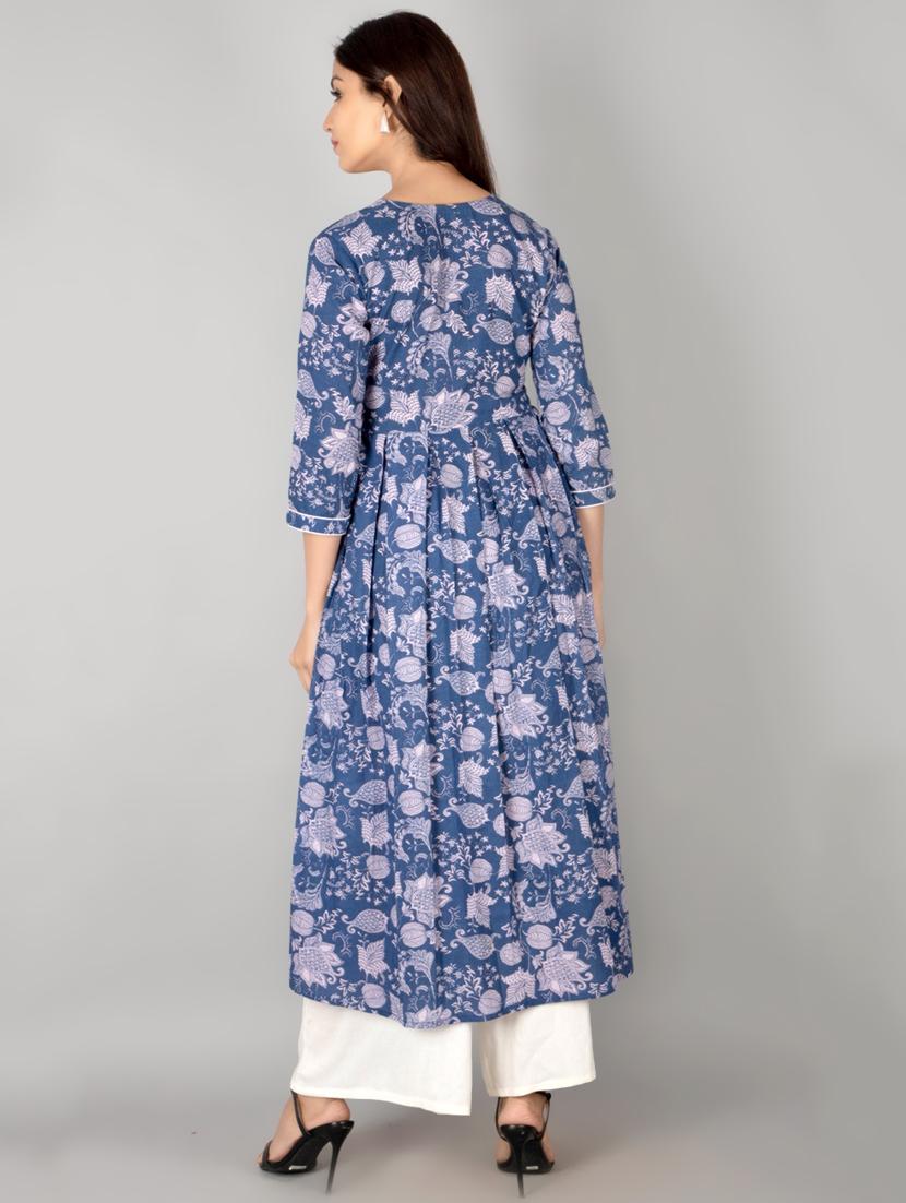 floral print flared kurta - 17649542 - Zoom Image - 3