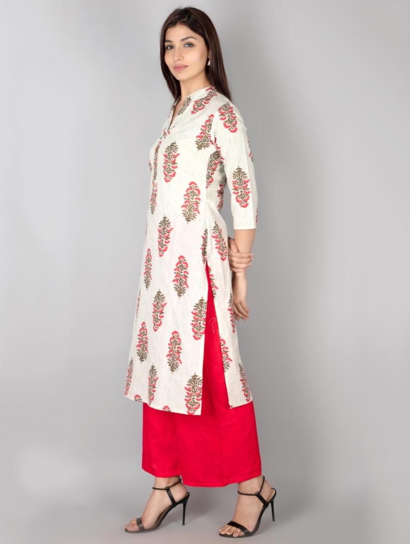 floral straight kurta - 17649546 - Zoom Image - 2