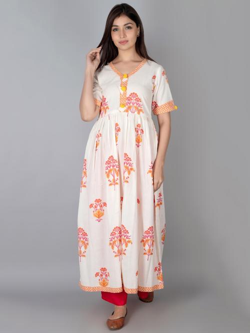 floral print flared kurta - 17649552 - Standard Image - 1