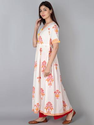 floral print flared kurta - 17649552 - Standard Image - 2