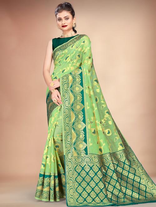 jacquard woven saree with blouse - 17649617 -  Standard Image - 0