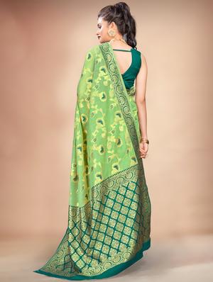 jacquard woven saree with blouse - 17649617 - Standard Image - 2