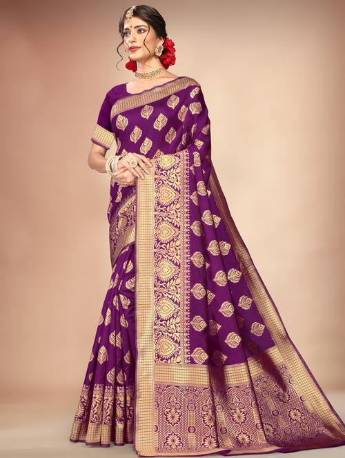 jacquard banarasi saree with blouse - 17649620 - Standard Image - 1