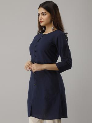 navy blue cotton regular tunic - 17649917 - Standard Image - 2