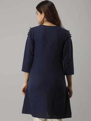 navy blue cotton regular tunic - 17649917 - Standard Image - 3