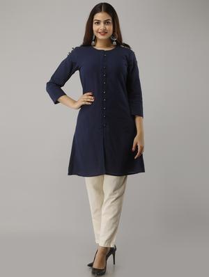 navy blue cotton regular tunic - 17649917 - Standard Image - 4