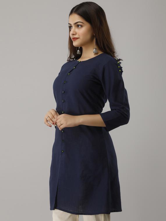 navy blue cotton regular tunic - 17649917 - Zoom Image - 2