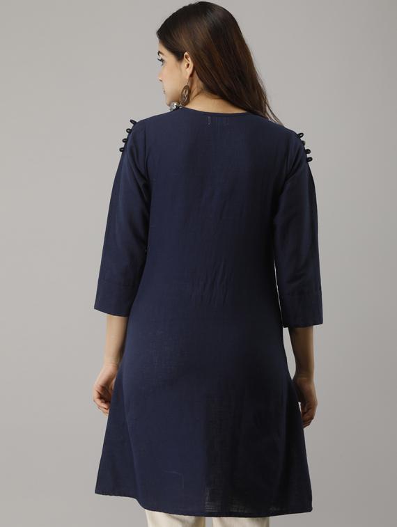 navy blue cotton regular tunic - 17649917 - Zoom Image - 3