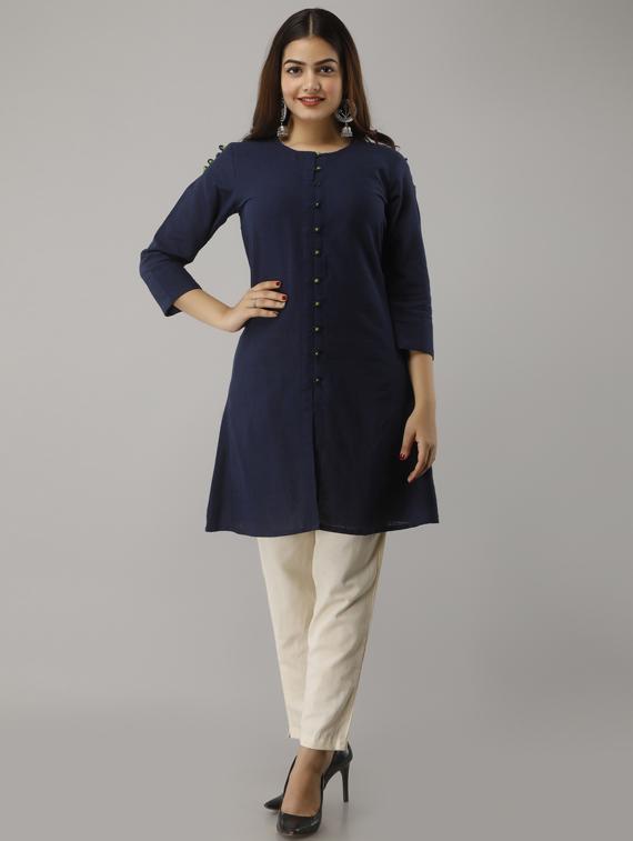 navy blue cotton regular tunic - 17649917 - Zoom Image - 4