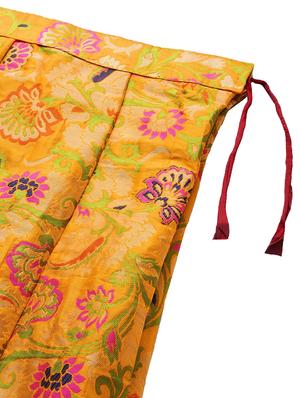 yellow silk flared lehenga - 17649984 - Standard Image - 3